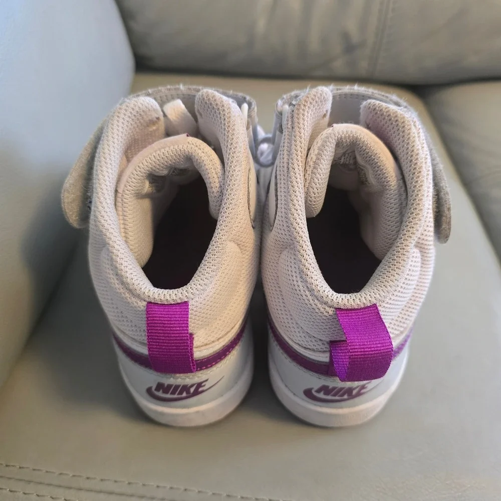 Nike‎ Court Borough Mid 2 White Grey Purple GS Sneakers CD7782-009 Size 5Y